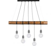 SPOT Light Pendelleuchte TRABO CONCRETE, E27, Hängeleuchte, Holzbalken aus massivem Kiefernholz Ø 8-12 cm, echtem Beton - handgefertigt, Passende LM E27/exklusive, Made in Europe schwarz Pendelleuchten und Hängeleuchten Deckenleuchten Lampen Leuchten