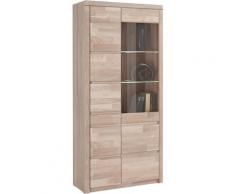 Vitrine Silkeborg, braun, Eiche weiß gekalkt teilmassiv
