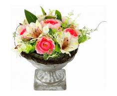 Kunstpflanze Gesteck Ranunkel in Pokal, rosa, Damen, weiß/rosa