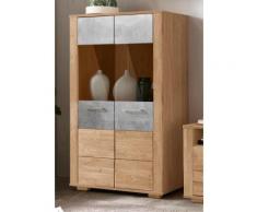 Vitrine Turin Höhe 145 cm, braun, Eiche teilmassiv