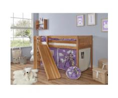 Ticaa Hochbett Ekki, mit Rollrost und Textil-Set wahlweise Matratze, Buche beige Kinder Hochbetten Kinderbetten Betten