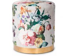 Essenza Sitzhocker Pouf Fleur, rund, aus weichem Samtvelours, mit goldfarbenem Sockel Metall grau Sitzkissen Sitzwürfel Hocker