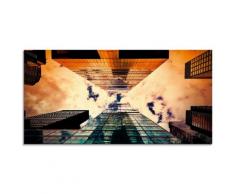 Artland Glasbild New York Hochhaus, Gebäude, (1 St.) orange Glasbilder Bilder Bilderrahmen Wohnaccessoires