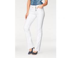 Arizona Bootcut-Jeans mit sichtbarer Knopfleiste, High Waist weiß Damen High-Waist-Jeans Jeans