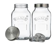 KILNER Aufbewahrungssystem, (Set, 2 tlg.), (Fermentier-Set), zum Konservieren von Gemüse, wie Sauerkraut, Kimichi und Rotkohl, á 1 Liter farblos Aufbewahrungssystem Küchenhelfer