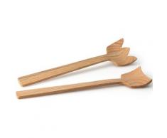 Continenta Salatbesteck Tulip, (Set, 2 tlg.), Eichenholz, jedes Stück ein Unikat braun Servierbesteck Besteck Messer Haushaltswaren