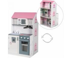 roba Spielküche 2-in-1, rosa, Holz weiß Kinder Ab 18 Monaten Altersempfehlung Spielküchen