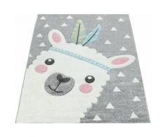 Paco Home Kinderteppich Ela 214, rechteckig, 17 mm Höhe, 3D-Design, Motiv Lama, Pastell-Farben, Kinderzimmer grau Kinder Spielteppiche Kinderteppiche Teppiche