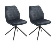 MCA furniture Esszimmerstuhl Ottawa, Vintage Veloursoptik mit Keder, Stuhl belastbar bis 120 Kg blau Esszimmerstühle Stühle Sitzbänke