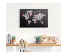 Artland Wandbild POP ART Weltkarte schwarz bunt Kunstdrucke Bilder Bilderrahmen Wohnaccessoires