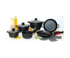 Elo - Meine Küche Topf-Set (Set, 10-tlg., 4 Töpfe, 3, Deckel, 2 Pfannen, 1 Paar Pfannenschoner) schwarz Topfsets Töpfe Haushaltswaren Topf
