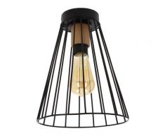 SPOT Light Deckenleuchte GUNNAR, E27, Moderne Käfig-Optik, aus Metall und Eichenholz, passende LM E 27 / excklusive, Made in Europe schwarz Deckenleuchten Lampen Leuchten sofort lieferbar