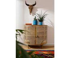 Home affaire Sideboard Malcolm, aus Rattan-Geflecht und massivem Mangoholz, handgefertigt, mit abgerundeten Kanten, Breite 81 cm braun Sideboards Kommoden