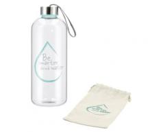 Xavax Glasflasche, 1l, Wasserflasche aus Borosilikatglas auslaufsicher, für heiß/kalt blau Kinder Aufbewahrung Küchenhelfer Haushaltswaren Schulartikel