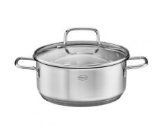 RÖSLE Bratentopf Basic Line, Edelstahl 18/10, mit Schüttrand und Glasdeckel, spülmaschinen- induktionsgeeignet, Ø 20 cm silberfarben Bratentöpfe Töpfe Haushaltswaren