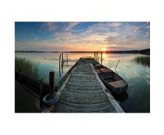 Vliestapete Sunset at the lake bunt Fototapeten Tapeten Bauen Renovieren