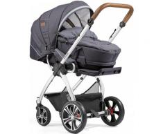 Gesslein Kombi-Kinderwagen FX4 Classic, eloxiert/tabak mit Tragetasche C4 Next, anthrazit/Muster/eisblau, Made in Germany; Kinderwagen; zum Teil aus recyceltem Material grau Baby Ab Geburt Altersempfehlung