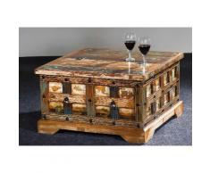 THE WOOD TIMES Truhen-Couchtisch Delhi Breite 70 cm, braun, braun/beige/grün