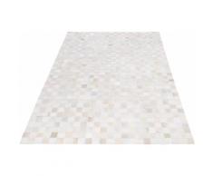 Fellteppich Rinderfell Karo LUXOR living rechteckig Höhe 3 mm Naturprodukt, beige, creme