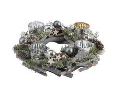 Home affaire Adventskranz, aus Echtholz für 4 Teelichter, Ø 30 cm grau Adventskranz Kunstkränze Kunstpflanzen Wohnaccessoires