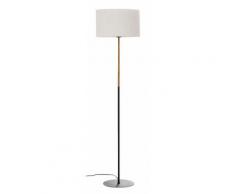 Home affaire Stehlampe San Marina, E27, 1 St., Stehleuchte mit zweifarbigem Fuß in schwarz / holzfarben und Leinenschirm Stoff - Schirm beige Ø 45 cm, Höhe 153 cm Standleuchten Stehleuchten Lampen Leuchten