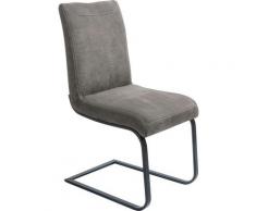 K+W Komfort & Wohnen Freischwinger Floyd, mit dekorativer Kontrastnaht, Freischwingergestell aus Vierkantrohr Roheisen schwarz, Vintage-Optik grau Stühle Sitzbänke