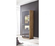 trendteam Vitrine Kuba Höhe 190 cm, grau, Alteichefarben/Grau Glanz