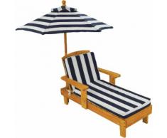 KidKraft Kinderklappstuhl Liegestuhl mit Sonnenschirm, weiß-blau blau, weiß gestreift, honigfarben Kinder Kidcraft