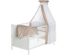 Schardt Babybett Lenny, Origami Beige, mit Bettwäsche, Nestchen, Himmel, Himmelstange und Matratze; Made in Germany weiß Ab Geburt Altersempfehlung