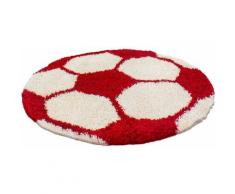 Ayyildiz Kinderteppich Fun 6001, rund, 30 mm Höhe, Fußball Design rot Kinder Kinderteppiche mit Motiv Teppiche