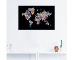 Artland Wandbild POP ART Weltkarte schwarz bunt Kunstdrucke Bilder Bilderrahmen Wohnaccessoires