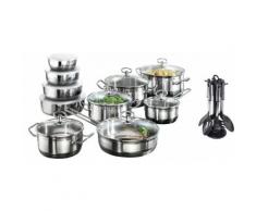 Karcher Kochtopf-Set ?Jasmin?, Induktion, 20-teilig aus Edelstahl inkl. Küchenhelfer-Set ?Lisa?, 7-teilig, silberfarben, Neutral, silberfarben/schwarz
