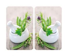 WENKO Herd-Abdeckplatte Kräutergarten, (Set, 2 tlg.), kratzfest weiß Küchenaccessoires Wohnaccessoires