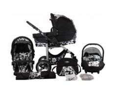 bergsteiger Kombi-Kinderwagen Capri, white flowers, 3in1, (10-tlg.) schwarz Kinder Kombikinderwagen Kinderwagen Buggies