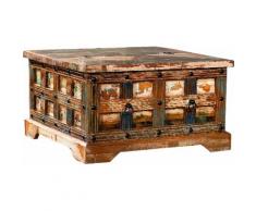 Ploß Couchtisch Jaipur, Aus recyceltem Altholz mit Farbresten, Shabby Chic, Vintage braun Couchtische eckig Tische