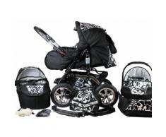 bergsteiger Kombi-Kinderwagen Milano, white flowers, 3in1, (10-tlg.) schwarz Kinder Kombikinderwagen Kinderwagen Buggies