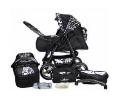 bergsteiger Kombi-Kinderwagen Rio, white flowers, 3in1, (10-tlg.) schwarz Kinder Kombikinderwagen Kinderwagen Buggies