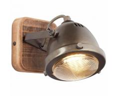 Brilliant Leuchten Carmen Wood Wandspot burned steel/holz grau Wandleuchten Lampen