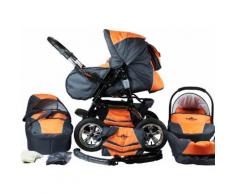 Bergsteiger Kombi-Kinderwagen 10-tlg Milano orange & grey 3in1, Unisex, orange & grey