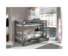 Vipack Etagenbett Pino, mit Rollroste und Schubkästen grau Kinder Kinderbetten Kindermöbel