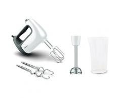 Tefal Handmixer HT4621 Prep'Mix+, 500 W, für leichte und zähe Zubereitungen, 500-W-Motor, 5 Geschwindigkeiten, Turbo-Funktion, inkl. Zubehör, weiß/grau weiß Mixer Zerkleinerer SOFORT LIEFERBARE Haushaltsgeräte