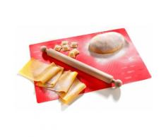 imperia Backmatte, inkl. Teigrolle aus Holz rot Backmatte Backhelfer Kochen Backen Haushaltswaren