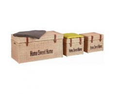 Home affaire Truhe (3er-Set) mit Lederschnallen, beige, natur