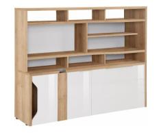 Maja Möbel Computerschrank eDJUST MINIOFFICE 5509, braun, Riviera Eiche - Lack weiß Spiegelglanz