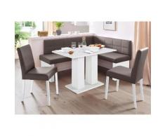 SCHÖSSWENDER Eckbankgruppe Anna, (Set, 4 tlg.), mit 2 Stühlen massiven Gestell holzwerkstoff farbe weiß, lotos 5093 dunkelbraun Sitzbänke Nachhaltige Möbel
