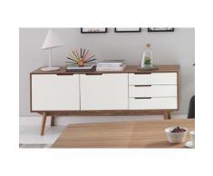 andas Sideboard »Curve«, walnut, im nordischen Design, weiß, Laminat weiß