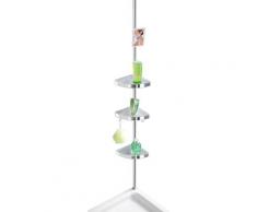 WENKO Teleskopregal Premium, Höhe 70-260 cm ausziehbar, mit Spiegel und 2 Haken silberfarben Bad Sanitär