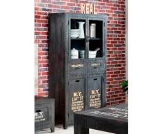 SIT Vitrine Bronx Höhe 180 cm mit zwei Schubladen, schwarz, antikschwarz/lackiert