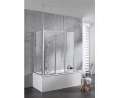 welltime Badewannenaufsatz Summer 3-teilig + feste Seitewand, Deckenhöhe bis 240cm geeignet silberfarben Duschwände Duschen Bad Sanitär