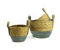 NOOR LIVING Allzweckkorb, (3 St.), Maisgeflecht, universell einsetzbar, Höhe 20/24/27 cm beige Allzweckkorb Körbe Boxen Regal- Ordnungssysteme Küche Ordnung